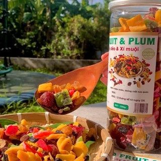 500G Trái cây sấy dẻo không đường, hoa quả sấy dẻo thơm ngon mix xoài sấy + dâu tây+ nho khô+ Kiwi, Nam Việt Quất -HQS
