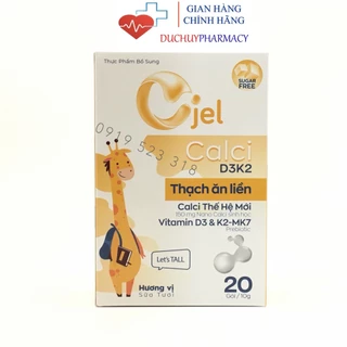 Thạch canxi ăn liền Cjel Calci D3K2 giúp bé phát triển chiều cao chắc khỏe xương không đường thơm ngon (hộp 20 gói)