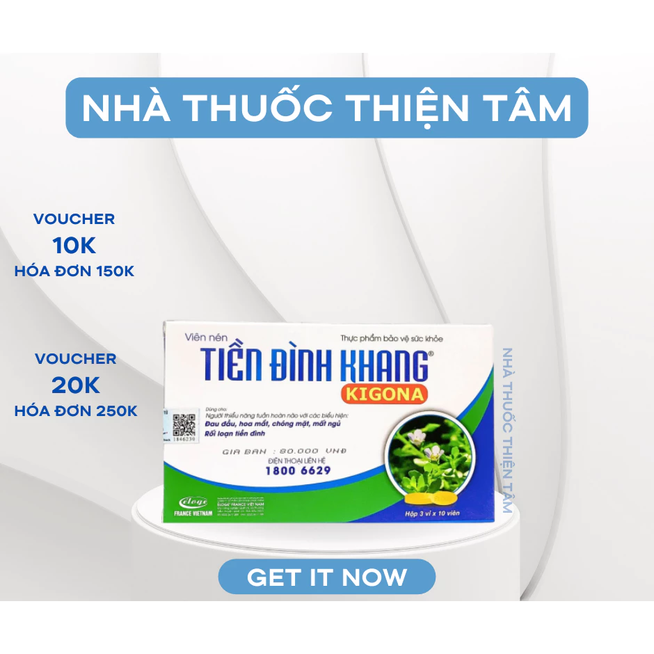 Tiền Đình Khang hỗ trợ giảm rối loạn tiền đình hoạt huyết Hộp 30 viên từ thảo dược - Chính hãng