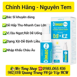 (Mua 2-TặngBÌNHnước)Vitamin D3K2 Dimao Pro,Vitamin D3K2 Chính Hãng-Nguyên Tem(Dạng xịt 25ml-Rất Dễ Uống)