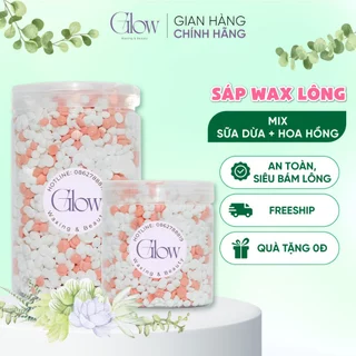 Sáp Wax Lông Hoa Hồng + Sữa Dừa Cao Cấp Bám Lông , Chuyên Dụng Wax Bikini GLOWWAXING Tặng Que Phết Sáp CHE TÊN SẢN PHẨM