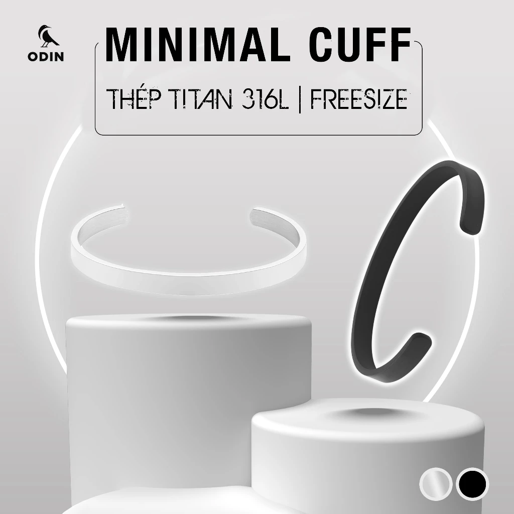 Vòng Cuff ODIN phong cách tối giản - Minimal Cuff - Thép Titanium 316L