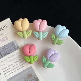 Kẹp Tóc Mái Ngang Hình Hoa Tulip Màu Pastel Phong Cách Mới Cho Các Bạn Nữ