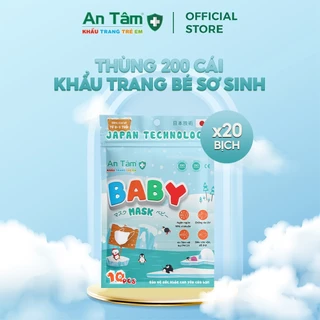 Thùng 200 cái - Khẩu trang Baby Mask Bé sơ sinh cho bé từ 0 - 3 tuổi kháng khuẩn Chính Hãng AN TÂM - Túi 10 cái