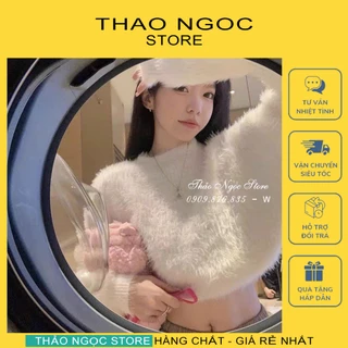 Áo len lông thỏ croptop tay dài hàng nhập! (có sẵn, hình thật) THẢO NGỌC STORE