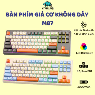 Bàn Phím Giả Cơ Không Dây Bluetooth Ziyou M87 - Kết Nối 2 Chế Độ - Led Rainbow - Pin Sạc - Phím PBT