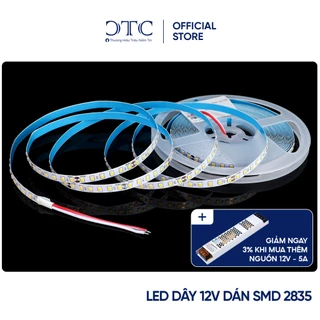 Led dây 12V dán SMD 2835 loại 120 bóng led/1m cuộn dài 5m đủ các màu siêu sáng, trang trí tủ bếp, quần áo, kệ, giường