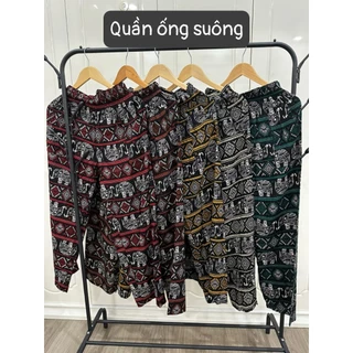 (Size 2 50-55kg) Quần vải tole-lanh dài thổ cẩm, ống suông và ống bo. Mặc hằng ngày, thấm hút mồ hôi cực tốt, cực mát mẻ