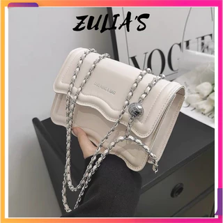 Túi đeo chéo nữ dáng lượn in phồng nổi dou ning bag Zuliashop8386