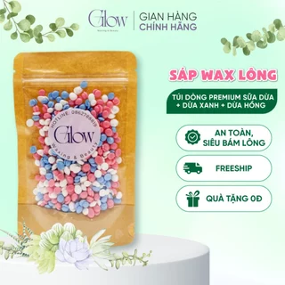 Sáp Wax Lông Mix Túi 100gr Dòng Premium Sữa Dừa + Dừa Hồng + Dừa Xanh Siêu Bám Lông GLOWWAXING Tặng Que CHE TÊN