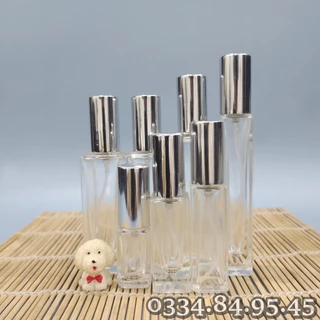 Lọ thủy tinh chiết nước hoa trụ vuông 3ml 5ml 8ml 10ml 15ml 20ml 30ml - Vỏ chiết nước hoa, mỹ phẩm, phụ kiện du lịch.