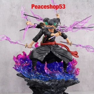 Mô hình One Piece Zoro 3 đầu 6 tay 9 kiếm - Cao 39cm tính từ kiếm - Có hộp - anime manga decor trang trí MH100