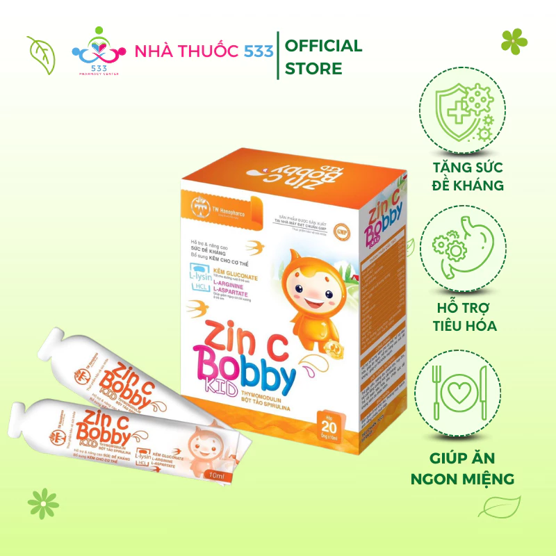 ZIN C BOBBY KID, bổ sung Kẽm, Lysine, DHA, giúp cải thiện biếng ăn & tăng sức đề kháng cho trẻ