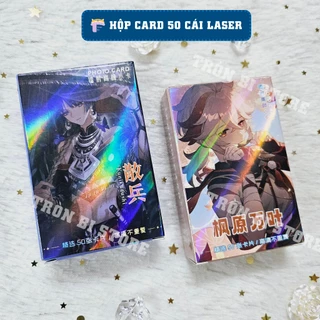 Hộp card Genshin Impact 50 ảnh bo góc hiệu ứng Laser Scaramouche, Kazuha