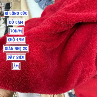 Vải Nỉ lông cừu màu đỏ Đậm noel 70k/m khổ 1.5m Giãn nhẹ 2c Chất nỉ lông cừu đỏ dầy khoảng 5li