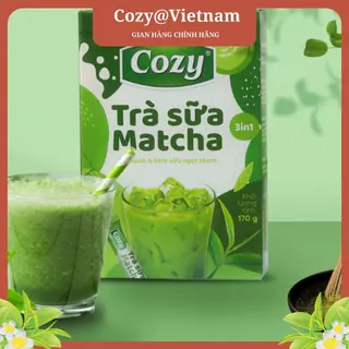 Trà Sữa Cozy Matcha 3 in 1 (10 gói x 17gr), trà sữa gói thơm vị matcha, trẻ làn da, tốt cho sức khỏe