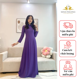 Áo dài 4 tà truyền thống, màu tím huế, lụa chiffon cao cấp, phù hợp mặc đi chơi, đi lễ chùa