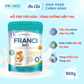 Sữa bột cho bé Franci Bio, hỗ trợ tiêu hóa và hấp thu tốt, phát triển não bộ, tăng cân tăng chiều cao, Lon 800g