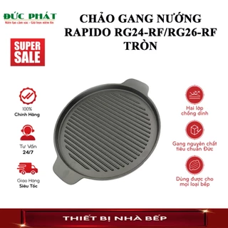 Chảo gang nướng Rapido RG26-RF, RG24-RF 2 lớp chống dính, Gang nguyên chất, dùng trên mọi loại bếp