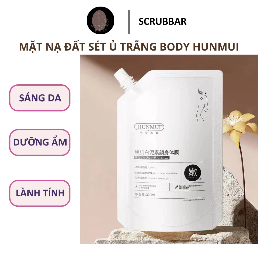 Mặt nạ ủ trắng da body đất sét Hunmui tắm trắng cơ thể chứa Niacinamide 300ml Kallynbeauti