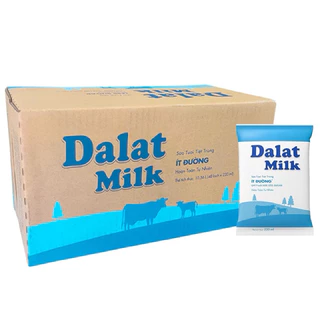 Thùng 48 Bịch Sữa Tươi Tiệt Trùng Dalat Milk Ít Đường- 220ml ( giá trừ Km )