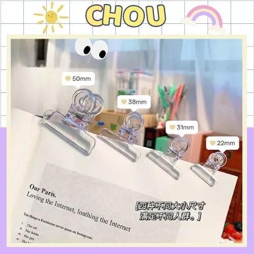 Kẹp tài liệu trong suốt, Kẹp giấy bằng nhựa nhiều size văn phòng phẩm CHOU C17
