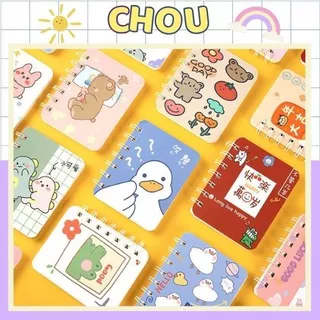 Sổ tay ghi chép A7, sổ lò xo mini dễ thương 160 trang văn phòng phẩm CHOU C123