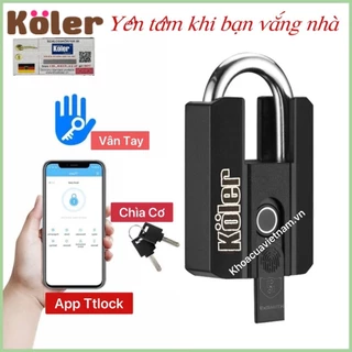 Khoá Móc Vân Tay Koler.Khóa Thông Minh Chống Cắt. Mở khóa bằng vân tay, Bluetooth và chìa khoá cơ.