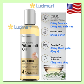 Dầu Vitamin E Oil 30,000 IU Horbaach nguyên chất 100% chăm sóc da chai 118ml [Hàng Mỹ]