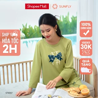 Đồ bộ mặc nhà cotton SUNFLY áo tay lỡ dài quần dài ST9097