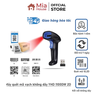 Máy Scan mã vạch không dây YHD 1100DW 2D - Máy tít mã vạch Qrcode không dây kết nối đầu thu USB với Laptop, PC