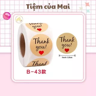 Cuộn 500 nhãn dán Sticker Mia cảm ơn dành cho shop bán hàng,quà tặng size 2.5cm.