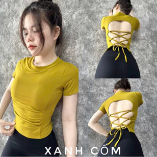 Áo croptop nhún chéo lưng (Kèm mút)