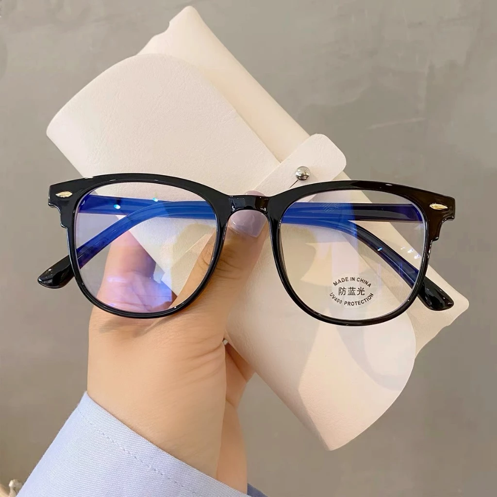 Gọng kính cận nữ nam mắt kính vuông không độ chống tia UV và ánh sáng xanh phong cách Hàn Quốc thay được cận 012