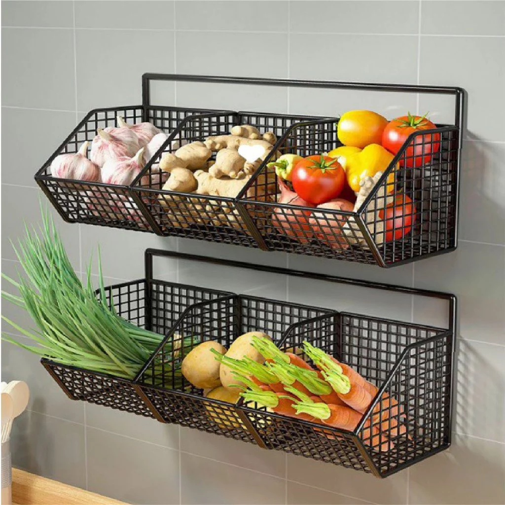 Kệ Dán Tường Chia Ngăn Đựng Đồ Dùng Mỹ Phẩm Nhà Tắm Giá Để Chai Lọ Gia Vị Hành Tỏi Hoa Quả Nhà Bếp