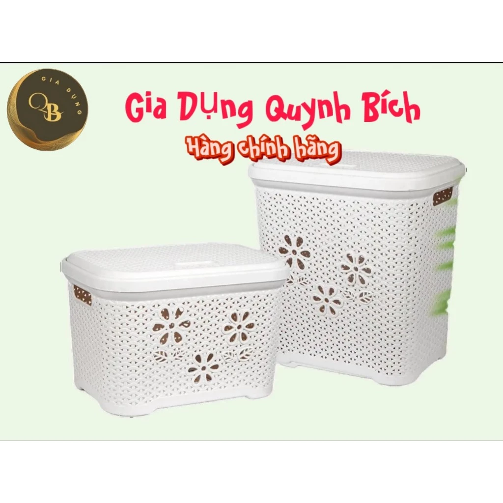 giỏ đựng đồ chơi trẻ nhỏ, giỏ đựng quần áo giày dép có nắp, Giỏ nắp hoa nhựa Việt  Nhật