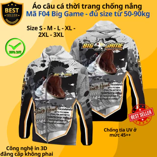 Áo câu cá thời trang chống nắng F02 F03 F04 đủ size từ 50-85kg - Áo đi câu chất liệu chống tia UV cao cấp