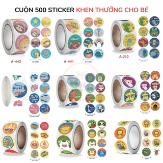 Cuộn 500 sticker dễ thương để khen thưởng hoặc động viên