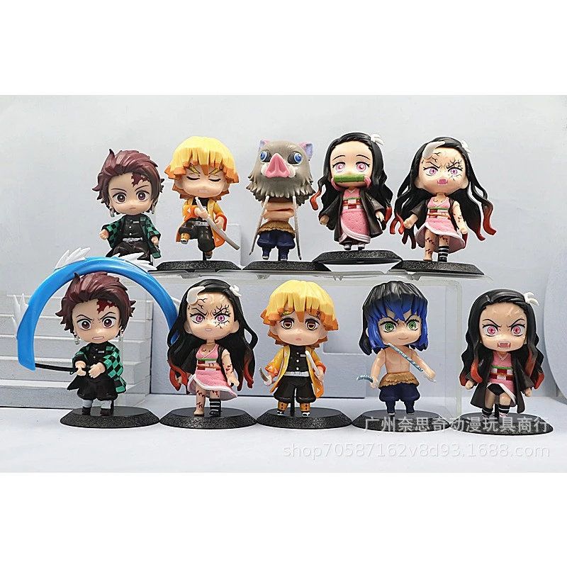 [ hỏa tốc hcm ][ Vũ Trí Ba ] Set 10 Mô Hình Nhân Vật Kimetsu No Yaiba Thanh Gươm Diệt Quỷ Nendoroid Chibi  - 10cm