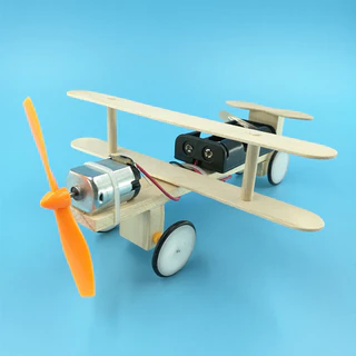 Đồ chơi stem (steam) S04 Máy bay lắp ghép bằng gỗ phản lực chạy điện, an toàn cho bé