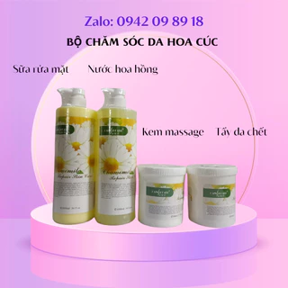 Bộ chăm sóc da mặt cơ bản hoa cúc (Sữa rửa mặt + Tẩy da chết + Kem massage + Nước hoa hồng)