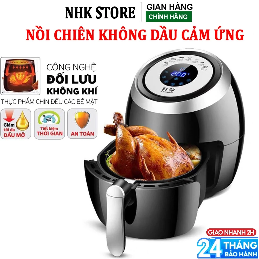 [ BH 24 THÁNG ] Nồi Chiên Không Dầu - Bảng Điều Khiển Điện Tử Cảm Ứng - Dung Tích Lớn 5.5 Lít, Công Suất Lớn 1500W  !