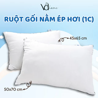 Ruột gối nằm ép hơi 45x65, 50x70 có khóa kéo điều chỉnh độ cao, bông gòn trắng 100% VDhome (1 cái)