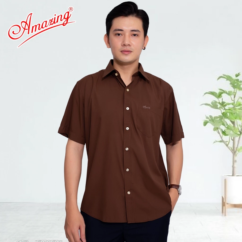 Áo sơ mi nam trung niên tay ngắn, dáng rộng, phong cách văn phòng lịch lãm,màu sắc trang nhã,Amazing