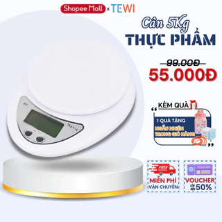 Cân Tiểu Ly Điện Tử Mini Nhà Bếp TEWI Mini Electronic Kitchen Scale, Cân Thực Phẩm Loại 5Kg Tiện Lợi