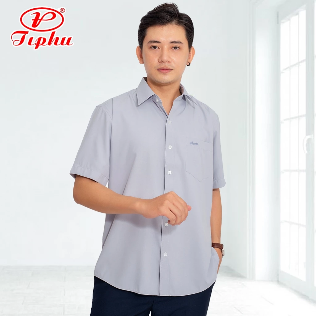 Áo so mi công sở dành cho tuổi trung niên, có size lớn, form rộng, dáng suông, tay ngắn, Amazing