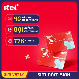 Sim ITEL VINAPHONE 4G [Miễn phí tháng đầu] 120G mỗi tháng, sim Vinaphone, gọi Vinaphone miễn phí