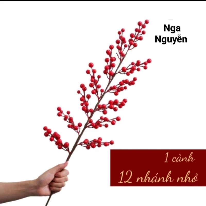 Cành đào đông đỏ trang trí Tết