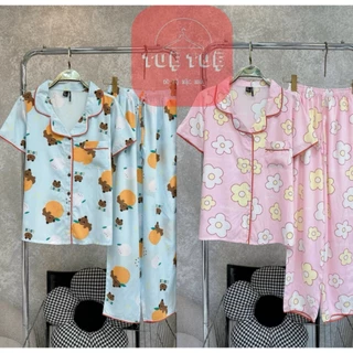 Pijama ngắn tay tote, Bộ đồ dài tay cao cấp vnxk, bộ mặc nhà xinh, đồ bộ tote nữ