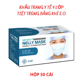 Khẩu Trang Y Tế Giấy Kháng Khuẩn 4 Lớp NELLY MASK Màu Xanh - Khẩu Trang Kháng Khuẩn Tiệt Trùng Bằng Khí E.O